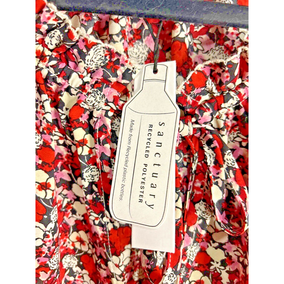 Women Plus 2X Blouse Sanctuary Georgette Red Floral Print Tie Neck Ruffle NWT - Picture 5 of 16